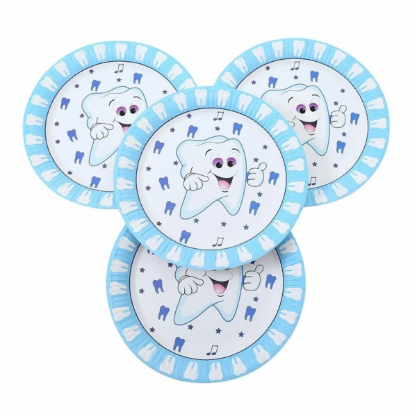 צלחות נייר מתכלה - שן ראשונה לבן