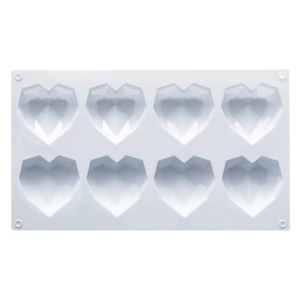 תבנית סיליקון לב גיאומטרי - 8 שקעים