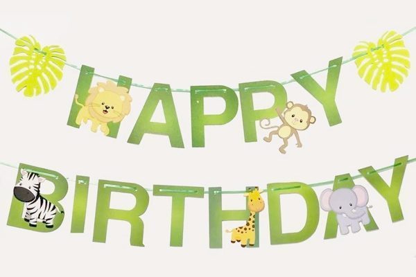 באנר אותיות יום הולדת - ג'ונגל