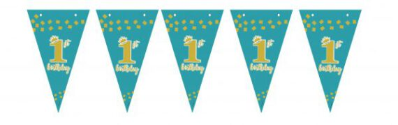 שרשרת דגלים כחולה לבן - גיל שנה