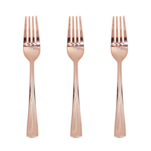 מזלגות פלסטיק - רוז גולד