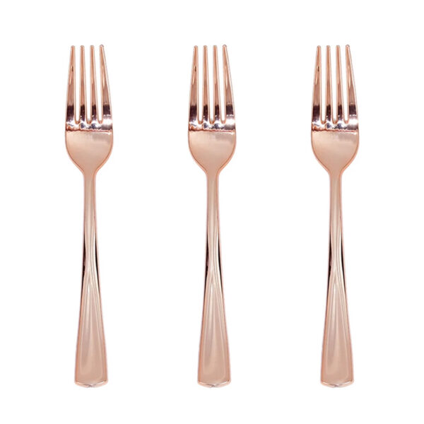 מזלגות פלסטיק - רוז גולד