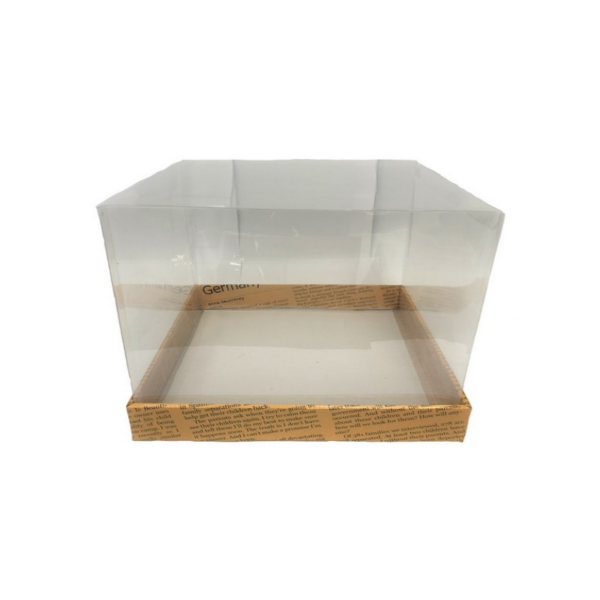 קופסה לעוגה 20X20 - דמוי נייר עיתון