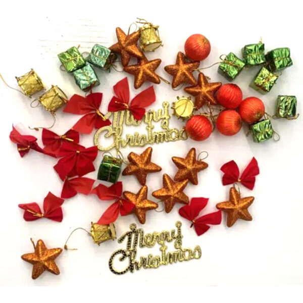 סט קישוטים מטאליים לעץ חג המולד