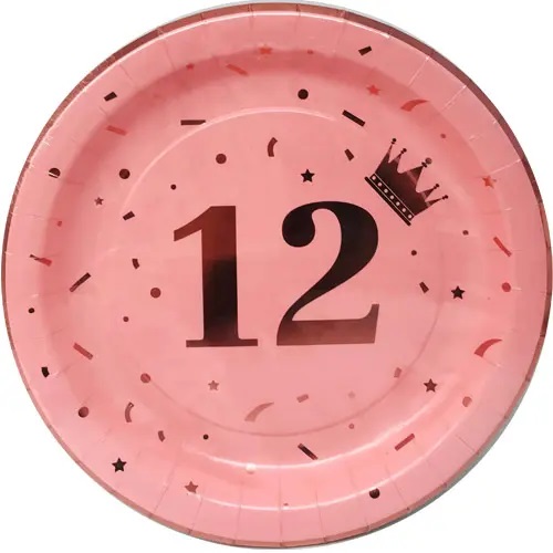 צלחות נייר גדולות מתכלות - בת מצווה 12