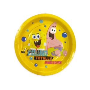 צלחות נייר מתכלה גדולות - בובספוג