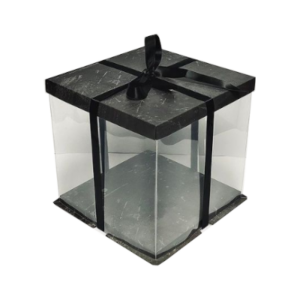 קופסה לעוגה חצי שקופה - שיש שחור 30X30