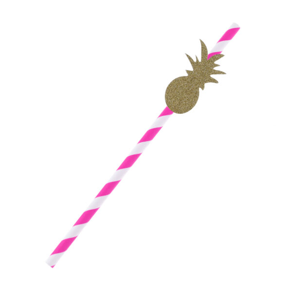 קשיות נייר - ורוד לבן אננס גליטר זהב