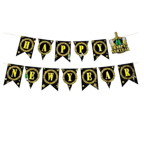 שרשרת דגלים - HAPPY NEW YEAR נצנצים