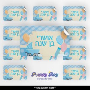 מדבקות מלבניות - תינוק בן שנה (8 יח')