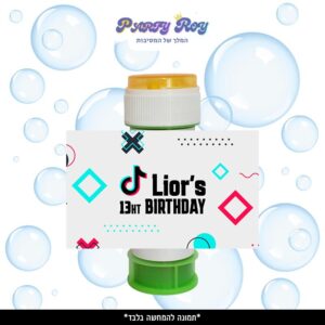 מדבקות לבועות סבון - ‏‏‏‏TIKTOK דוגמה 2 (8 יח')