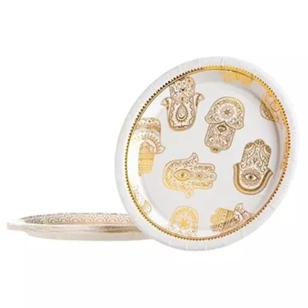 צלחות נייר מתכלה גדולות - חמסות