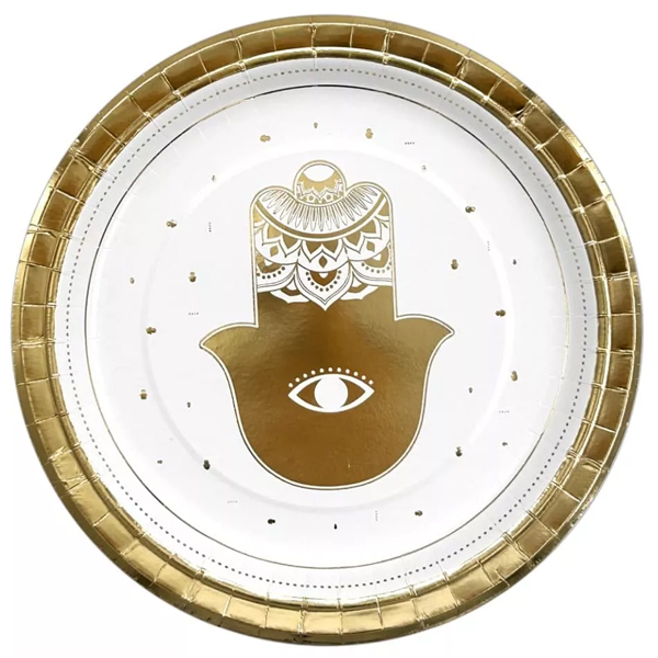 צלחות נייר מתכלה גדולות - חמסה