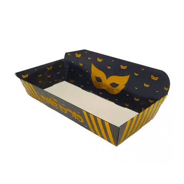 מגש קופסה שחור זהב - פורים שמח