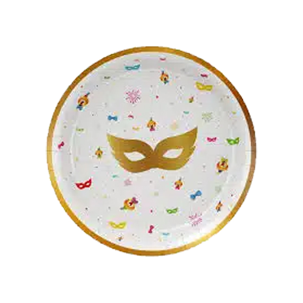 צלחות נייר מתכלה גדולות - פורים שמח