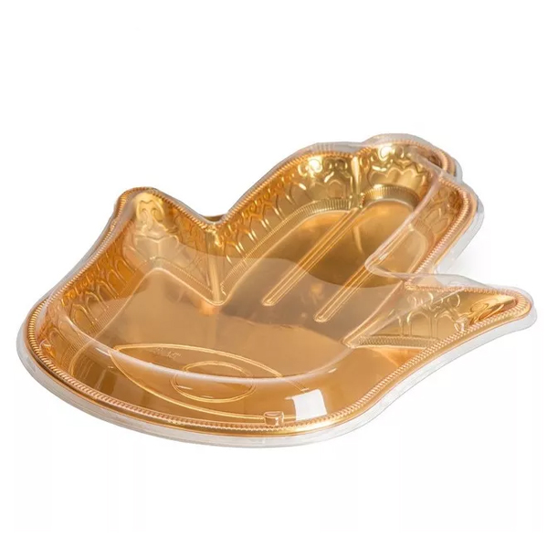 כלי עם מכסה בצורת חמסה - זהב