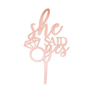 טופר לעוגה - she SAID yes רוז גולד