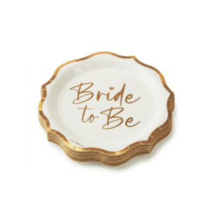 צלחות נייר קטנות מתכלות - BRIDE TO BE זהב