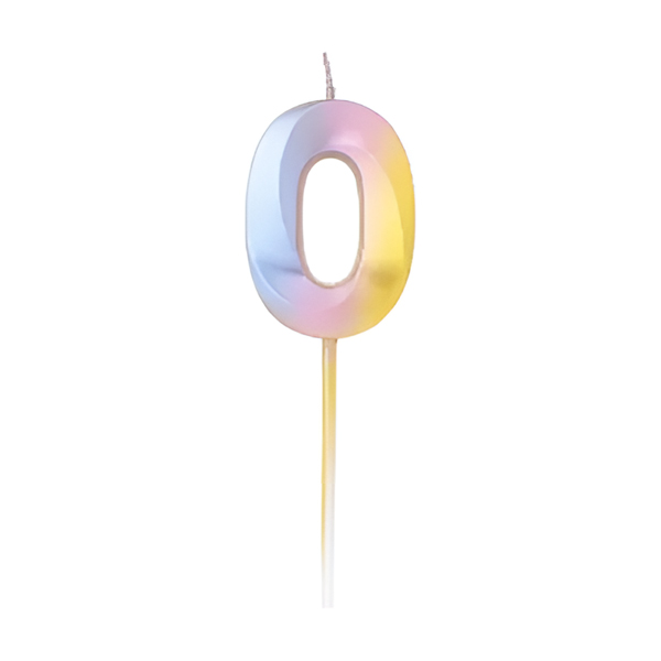 נר יום הולדת מספר 0 - צבעי קשת