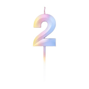 נר יום הולדת מספר 2 - צבעי קשת