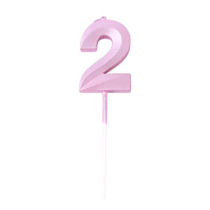 נר יום הולדת מספר 2 - ורוד