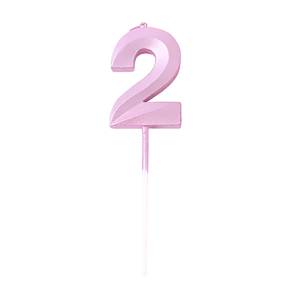 נר יום הולדת מספר 2 - ורוד