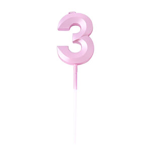 נר יום הולדת מספר 3 - ורוד