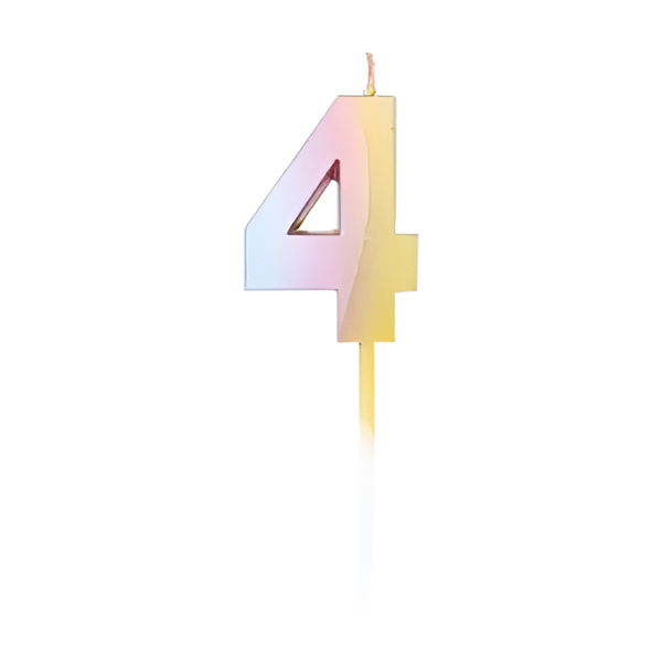 נר יום הולדת מספר 4 - צבעי קשת