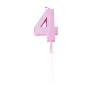 נר יום הולדת מספר 4 - ורוד