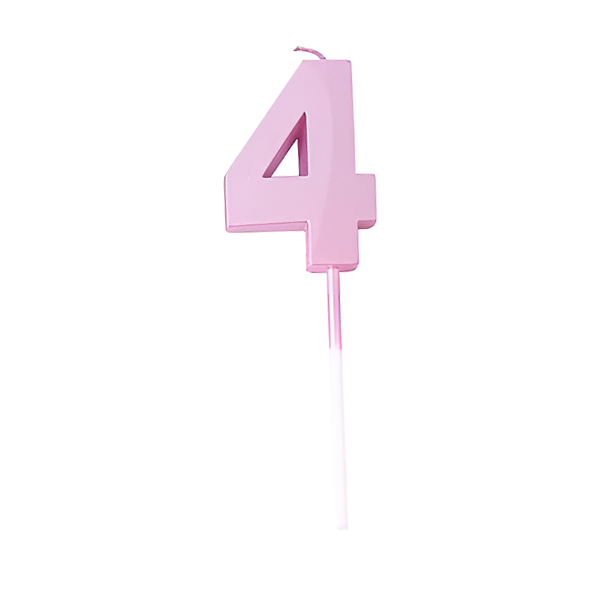 נר יום הולדת מספר 4 - ורוד