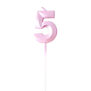 נר יום הולדת מספר 5 - ורוד