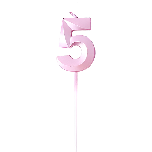 נר יום הולדת מספר 5 - ורוד
