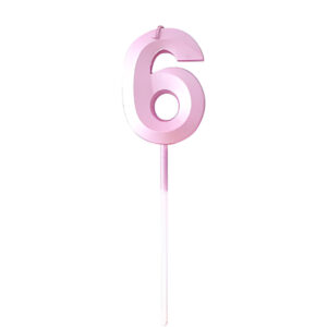 נר יום הולדת מספר 6 - ורוד