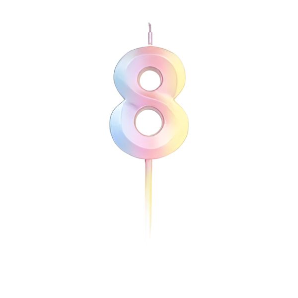 נר יום הולדת מספר 8 - צבעי קשת