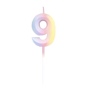 נר יום הולדת מספר 9 - צבעי קשת