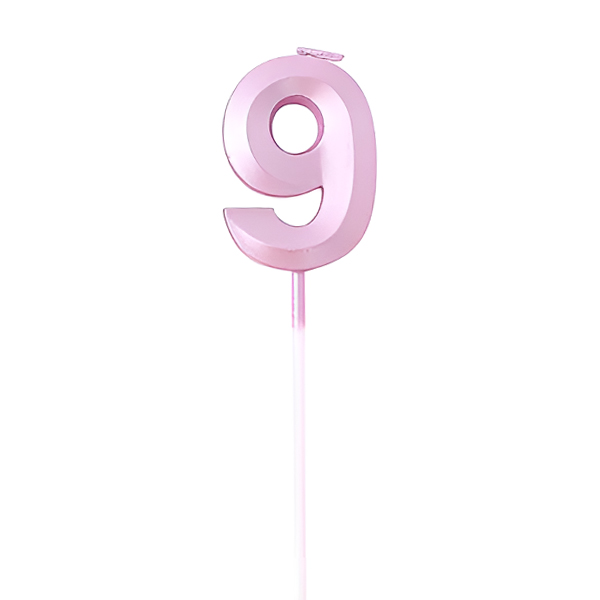 נר יום הולדת מספר 9 - ורוד