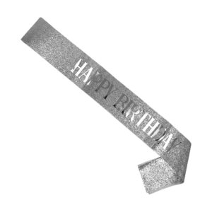 סרט גוף נצנץ - HAPPY BIRTHDAY כסף